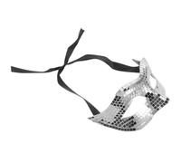 TOYANDONA Disco Mirror Half-face Masquerade Mask, Halloween Mirror Disco Mask, Glitter Venetian Eyemask with Ribbon Ties for Halloween, Carnival, Prom, Nightclub, Themed Party Cosplay (silver)