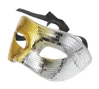 TOYANDONA Disco Mirrored Face Mask for Adults Lightweight Half Face with Gold Silver Gradient Ultralight Party Cover for Halloween Prom Dj Rave Birthday and Carnival Events