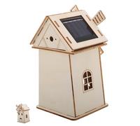 TOYANDONA DIY Solar Powered Wooden Windmill House Model for Adults Unfinished Craft for Painting and Assembly Educational Renewable Energy Science Kit Versatile Desk and Shelf Decoration