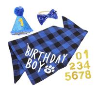 TOYANDONA Dog Birthday Decoration for Boy Puppy Bandana Scarf Headdress Bow Tie Pet Party Supplies for Puppy's Special Day