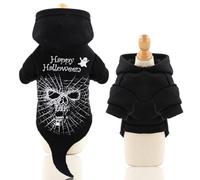 TOYANDONA Dog Costume Black Skull Hoodie Halloween Comfortable Cloth Material Easy to Put Cool Horror Skull Pattern Design for Puppy Dogs for Photo Taking and Walking Pet Party