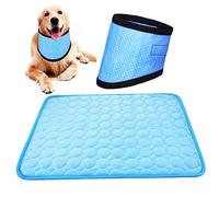 TOYANDONA Dog Instant Cooling Bandana with Ice Silk Mat Breathable Scarf Cooling Pad Set Medium Size for Summer Use for Dogs