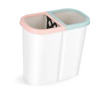 TOYANDONA Double Compartment Trash Can White Plastic Wide Application Garbage Separation Bin for Hotel Office