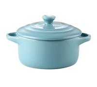 TOYANDONA Double Handle Ceramic Stew Bowl with Lid Microwave Oven Compatible Fireproof Soup Serving Pot for Home Kitchen 5.12X3.86X2.95In