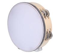 TOYANDONA Double Jingles Tambourine Wooden Frame Handheld Percussion Instrument Beginner Rhythm Drum for Classroom Music Party Dance and Group Play