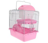 TOYANDONA Double Layer Hamster Cage Small Animal Hideout Pet House Nest for Dwarf Hamster Hedgehog Comfortable Play and Rest Space Light Pink