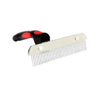 TOYANDONA Double Rows Stainless Steel Pet Comb Brush for Curly Hair Dogs and Puppies Grooming Tool Removes Tangles Mats Loose Hair Stimulates Skin for Healthy Coat Care