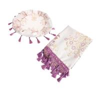 TOYANDONA Double-Sided Floral Pattern Guzheng Cover Set Protective Satin Cover for Guzheng and Chair Dustproof Tassel Decorative