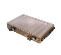 TOYANDONA Double-sided Plastic Fishing Bait Box with 14 Compartments, Handheld Tackle Storage Case 27.5x18.5x4.8cm, Brown Lure Organizer for Carp Fishing and Bait Accessories