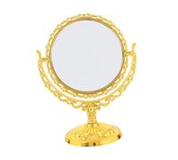 TOYANDONA Double-sided Round Swivel Vanity Mirror with Rotation Stand European Vintage Style Glass Makeup Mirror for Desk Bedroom Dorm Travel and Skincare