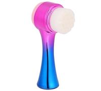 TOYANDONA Double-Sided Silicone Facial Brush for Face Cleaning and Blackhead Removal, Manual Face Cleansing Tool Long Handle and Stand-up Design, for Home and Travel Use