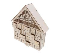 TOYANDONA Drawer Advent Calendar Christmas Candy Boxes Christmas Tabletop Calendar House Wooden Decor Beige