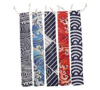 TOYANDONA Drawstring Bags and Portable Chopsticks Storage Fabric Pouch, Multi-use Tableware Holder with Straw Sleeve for Outdoor Picnic and Camping, 5pcs Set