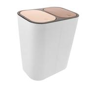 TOYANDONA Dual Compartment Trash Can with Lid for Kitchen and Bathroom Plastic Waste Bin with Separate Wet and Dry Compartments Reusable and Washable Garbage Container White with Two-tone