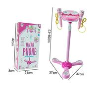 TOYANDONA Early Education Music Microphone with Lights and Sound Double Singing Microphone Plaything for Boys and Pink Battery Compatible with Mobile and Devices