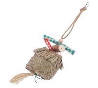 TOYANDONA Edible Foraging Parrot Woven Bark Hanging Chewing Shredding Natural Bento Bag for Birds Cage Play Climbing and Bite Enrichment
