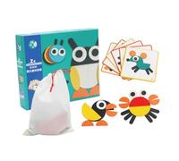 TOYANDONA Educational Geometric Shape Puzzle with Wooden Tangram Blocks for Creative Pattern Building and Symmetry Learning Smooth Surface with Rounded Corners Birthday and
