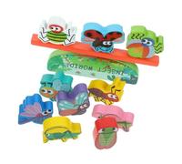 TOYANDONA Educational Wooden Balance Blocks for Fine Motor Skills Development Cognitive Learning Interactive Animal Stacking Game Insect Theme Montessori Blocks
