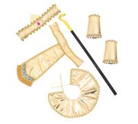 TOYANDONA Egyptian Pharaoh Costume Kit for Halloween and Cosplay Complete Dress Up with Pharaoh Headdress Waistcloth Neckpiece Arm Sleeves and Gold Snake Staff and Materials for Parties and