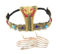 TOYANDONA Egyptian Style Snake Hair Band and Arm Bangle Costume Party Accessories for Women Reusable Halloween Headband and Bracelet Trio