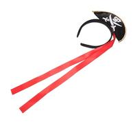 TOYANDONA Elastic Pirate Headband Black and Red for Halloween and Cosplay Unisex Costume Accessory for Party Dress up Theater Role Play and Photo Prop with Classic Caribbean Top Hat Design