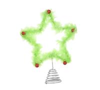 TOYANDONA Elegant Green Furry Christmas Tree Star Topper Cute Xmas Tree Decoration with Sturdy Material Easy to Install Holiday Treetop Ornament for Party and Family Gatherings