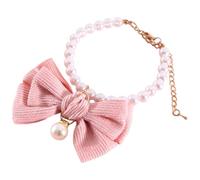 TOYANDONA Elegant Pink Pearl Cat Collar with Bowknot, Comfortable and Safe Polyester Puppy Collar, Lovely Decorative Pet Accessory for Dogs and Cats