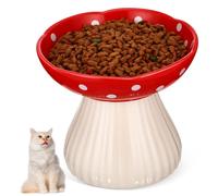 TOYANDONA Elevated Ceramic Cat Bowl Raised Pet Feeder Wide Shallow Indoor Cat Food Dish Whisker Friendly Whisker Fatigue Design Easy to Clean Stable Base for Comfortable Feeding