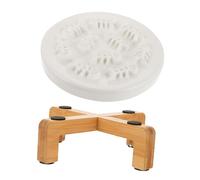TOYANDONA Elevated Ceramic Pet Bowl with Raised Wooden Stand Slow Eating Dog Feeder for Small Dogs and Cats Neck Protection Design Choking Slow Feed Dish Easy to Clean Pet Feeding Bowl