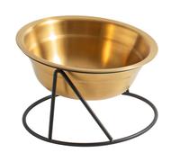 TOYANDONA Elevated Stainless Steel Cat Food Bowl with Black Iron Stand Feeder for Cervical Spine Protection Anti-curl Design for Comfortable Eating Easy-clean Surface for Cats and Dogs