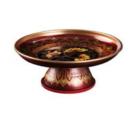 TOYANDONA Embossed Lotus Fruit Tray Medium 17.5cm Diameter Buddhist Temple Offering Plate Decorative Serving Bowl for Buddha Worship and Rituals