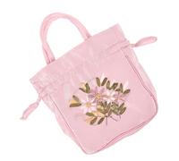 TOYANDONA Embroidered Small Drawstring Handbag for Women Lightweight Portable Purse with Handle Traditional Chinese Style Ethnic Pattern Wrist Wrap Pouch