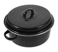 TOYANDONA Enamel Roaster Pan Multi-Function Cooking Pot with Lid Double Handles Sturdy Household Roasting Pan for Outdoor Barbecue and Daily Use Kitchen Supply