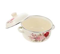 TOYANDONA Enamel Stewing Pot with Lid Two-Handled Gas Stove Cookware for Household Soup Fast Heating Vintage Stockpot for Healthy Cooking and Kitchen Decoration Pink