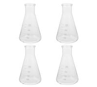 TOYANDONA Erlenmeyer Flasks with Large Capacity 4pcs Wide Neck Borosilicate Glass Conical Triangular Shape Laboratory Flasks and Odorless Practical Design for Experiments in Chemistry Class