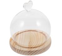 TOYANDONA Eternal Flower Glass Display Cover with Yellow Base, 12Cm Heart-Shaped Mini Decorative Dustproof Dome for Wedding, Birthday Party, and Home Décor