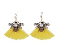 TOYANDONA Ethnic Long Tassel Earrings for Women, Alloy Material with Crystal Beaded Fringe Shape, Shoulder-grazing Style Dangle Earrings for Daily Wear and Anniversary Day