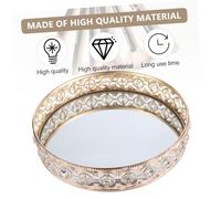 TOYANDONA European Style Hollow Glass Mirror Plate Decorative Jewelry Storage Tray with Rhinestone Accent and Materials Luxury Cosmetic Organizer for Home Adornment
