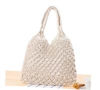 TOYANDONA Fashion Woven Cotton Rope Beach Tote Bag for Women Large Lightweight Shoulder Handbag with Fine Texture Chic Summer Travel and Casual Shopping Accessory and Spacious Mesh Design