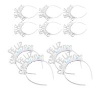 TOYANDONA Feliz Cumpleaños Preinstalled Spanish Words 10pcs Headband and Women, Silver Plastic Birthday Hair Hoop with Glitter, Comfortable Wear for Fiesta and Culture-themed Events