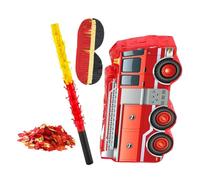 TOYANDONA Fire Truck Pinata with Bat Blindfold and Confetti Firefighter Birthday Party Decoration for Boys Lightweight Indoor Outdoor Hanging Candy Smash Game Supplies