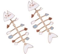 TOYANDONA Fish Bone Dangle Earrings for Women and Enamel Coated Novelty Drop Earrings Creative Quirky Bone Jewelry Pair for Daily Wear