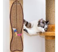 TOYANDONA Fish Shaped Cat Scratching Mat Made of Sisal and Simulation Feather Protective Claw Pad for Cats Can be Wrapped on Furniture Sturdy Cushion Random Color