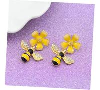 TOYANDONA Flower Pendant Bee Earrings for Women Sweet Cute Dangle Studs for Wedding Birthday Christmas Fashion Accessories for Summer Beach Holiday Party Daily Wear