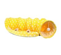 TOYANDONA Foldable Bunny Tunnel Bed 2-in-1 Rabbit Hideout Tube for Indoor Small Animals, Yellow Half-moon Pet Tunnel Suitable for Rabbits, Hamsters, Ferrets and Cats