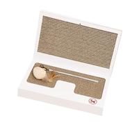TOYANDONA Foldable Laptop Shaped Cat Scratching Board with Teaser Stick, White Cat Scratch for Interactive Indoor Play, Creative Pet Scratcher for Claw Exercise