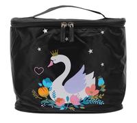 TOYANDONA Foldable Travel Handheld Bag Large Capacity Polyester Cosmetic Pouch with White Swan Pattern Portable Toiletry Organizer for Women