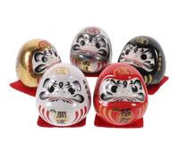 TOYANDONA Fortune Ornament Ceramic Dharma Statue Mini Lucky Figurines for Car Interior and Home Decor Japandi Style Desktop Lucky Charms Wobbling Craft Sculptures