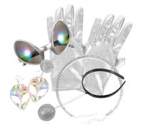 TOYANDONA Funny Alien Party Glasses Headband Earrings Necklace Gloves for Adults Unique Wacky Costume Props for Halloween Festival and Themed Events Unisex Fits