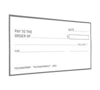 TOYANDONA Giant Dry Erase Waterproof Fake Check 76.2x40.6cm Jumbo Blank Check for Presentations Fundraisers Charity Awards Practical Joke